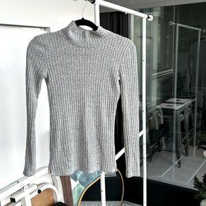 Gray Ribbed Turtleneck top